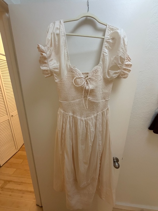 Christy Dawn Dresses & Skirts - Christy Dawn Madeline Cream Smocked Midi Dress with Lace Trim